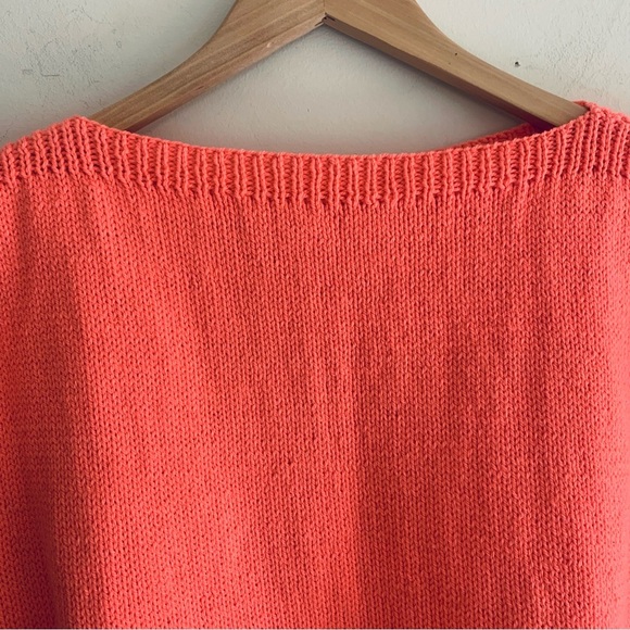 Crochet Vintage Coral Cap Sleeve Crew Sweater Women's Size Medium - Picture 12 of 14